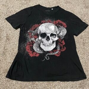 Guess Los Angeles Mens Black Skull Snake Floral Graphic T-Shirt Lg X90I03RI7R1